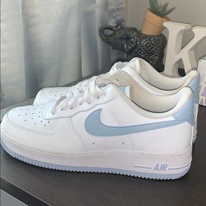 Baby blue and white Nike AF1’s